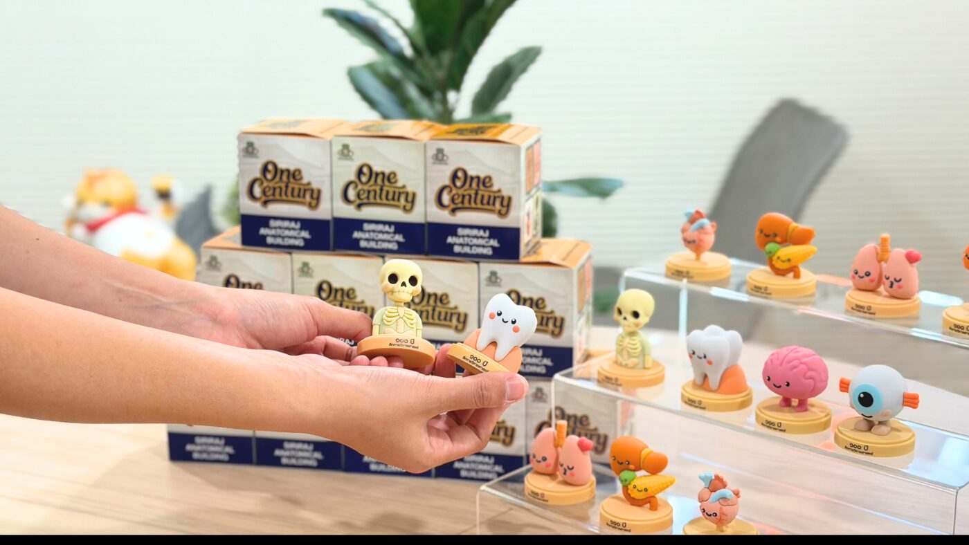 ตัวอย่างของพรีเมี่ยมแบบฟิกเกอร์คาแรกเตอร์พร้อมฐานและกล่องจาก Moldy